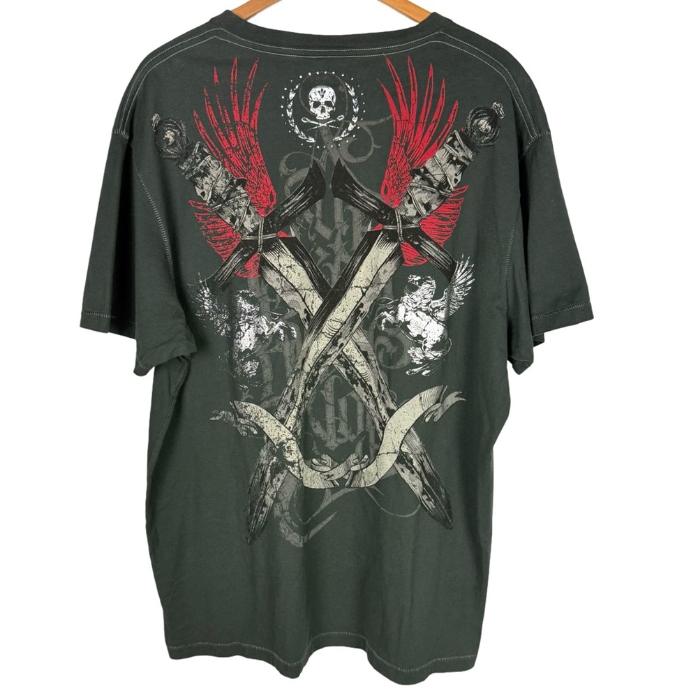 Marc Ecko Men's Lyon Skull Knife Graphic Tee Shirt Y2K Short sleeve